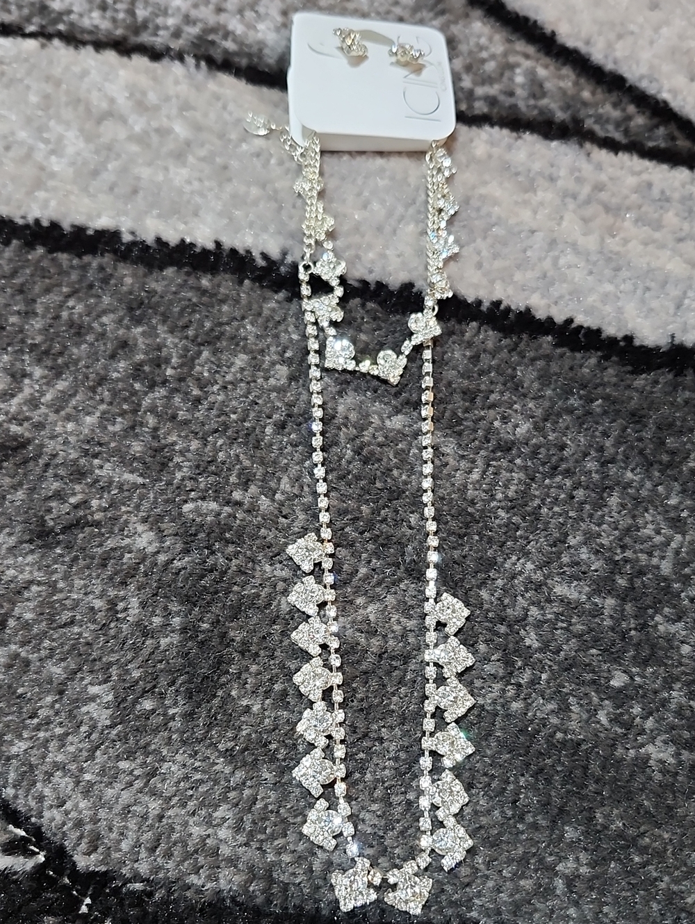 ICING CRYSTAL RHINESTONES GEOMETRIC DANGLE NECKLACE BRACELET STUD EARRINGS